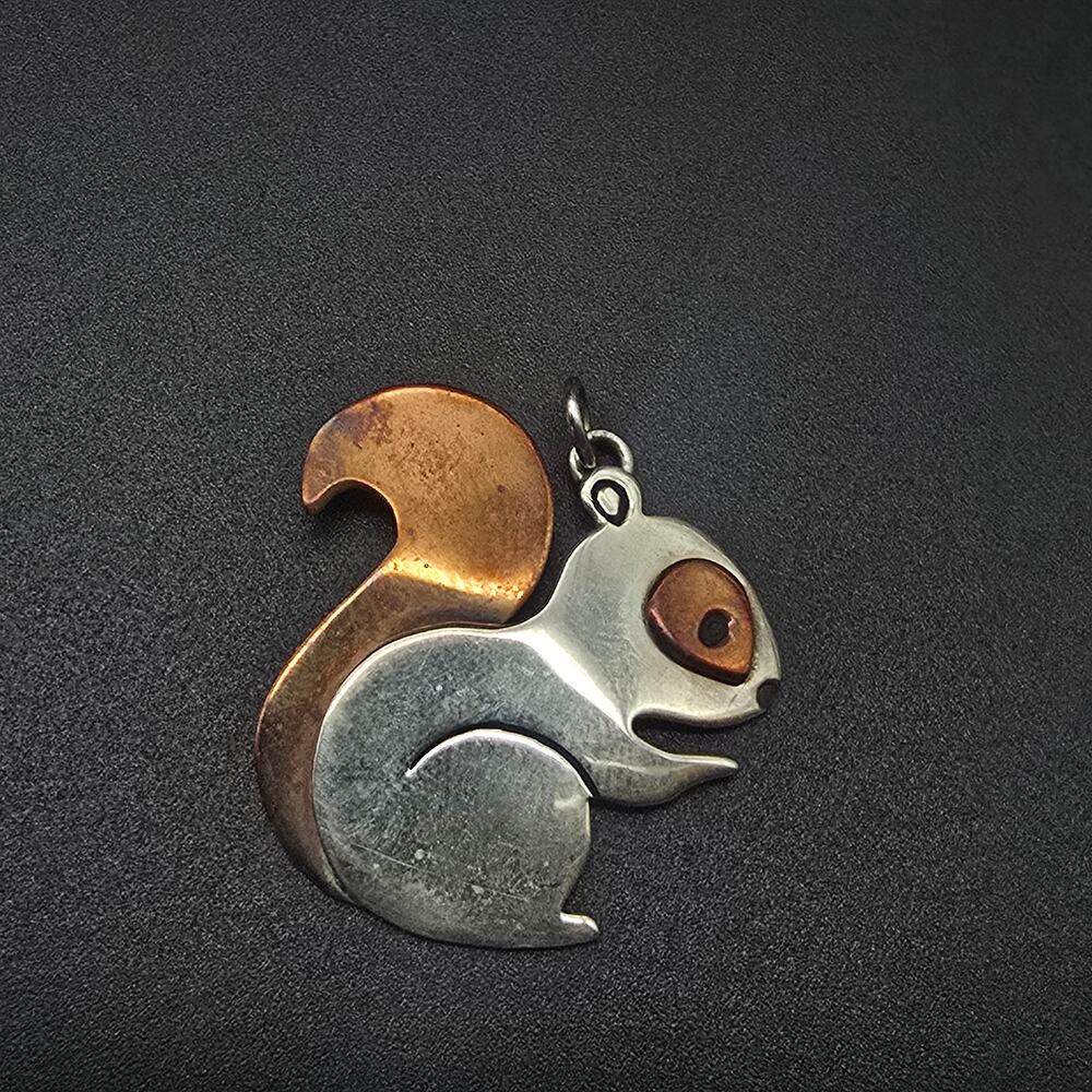 Sterling Silver Copper Squirrel Charm Pendant